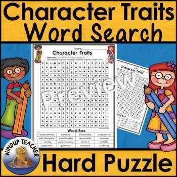 Character Traits Word Search By Windup Teacher Tpt