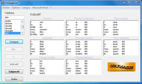 تحميل برنامج لتصريف افعال اللغة الفرنسية Conjuguer Verbe