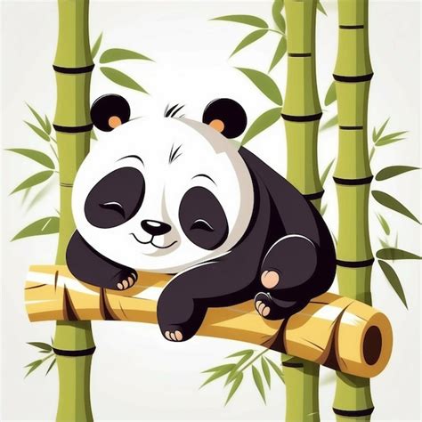 Premium Photo Vector Cute Panda Sleeping On Bamboo