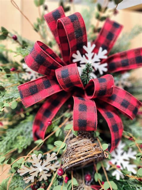 Rustic Bells Winter Swag Winter Bells Swag Buffalo Plaid Swag