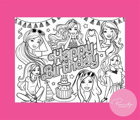 Barbie Color Page Barbie Birthday Coloring Page Birthday Activity