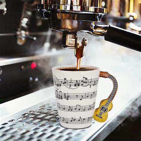 Taza de guitarra de 12 9 onzas diseño único de notas musicales taza