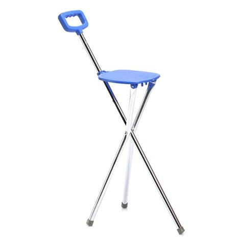 Buy Practical Walking Stick Stool Elderly Aluminum Folding Stool