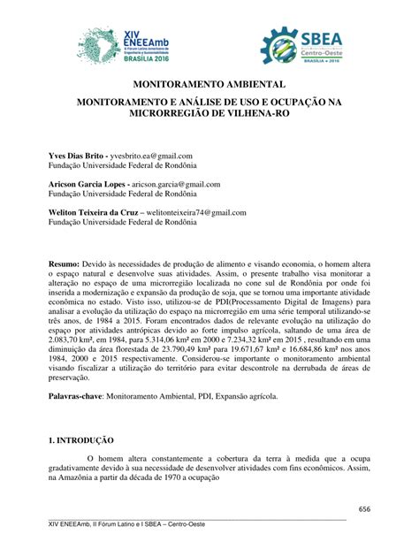 Pdf Monitoramento E An Lise De Uso E Ocupa O Na Microrregi O De