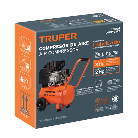 Compresor De Aire Lubricado Horizontal 25L 3HP 127V Truper