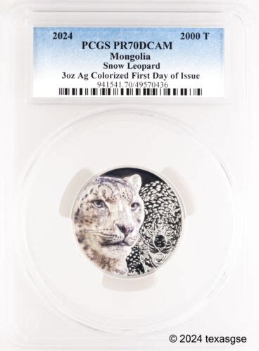 Mongolia Snow Leopard Uhr Oz Silver Pcgs Pr Fdi Ebay