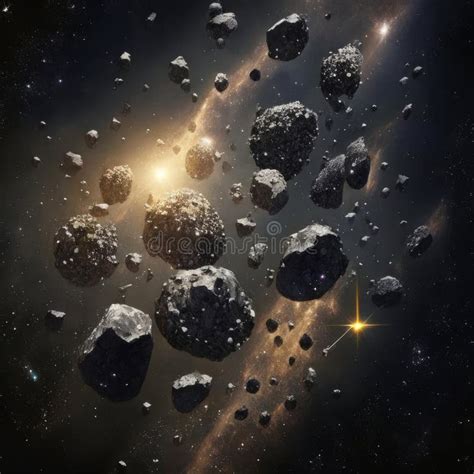 Asteroids in the Asteroid Belt in Space. Stock Illustration ...