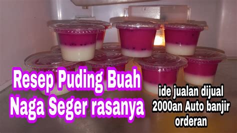 Resep Puding Buah Naga I Ide Jualan Puding I Cocok Dijual Saat Bulan