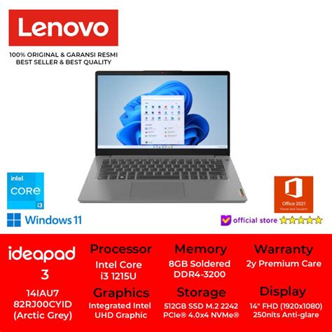 Jual Lenovo Ideapad Slim 3i 14iau7 Intel Core I3 1215u Win11 8gb Ddr4 512gb Ssd 14 Fhd