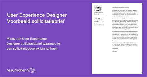 User Experience Designer Begeleidende Brief Voorbeelden Handleiding