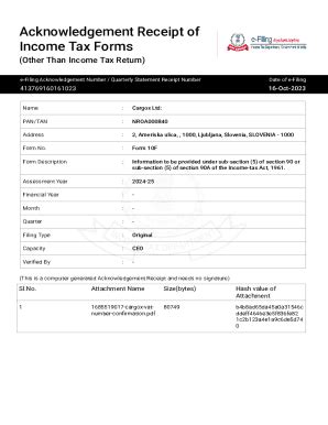 Fillable Online Acknowledgement Receipt Of Income Tax Forms Fax Email