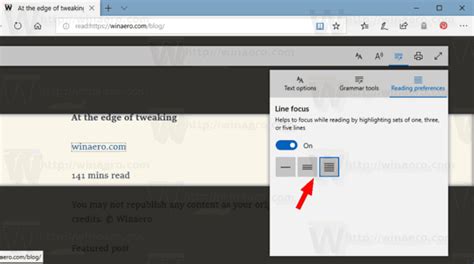 Enable Line Focus In Microsoft Edge In Windows 10