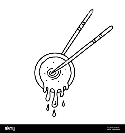 Mochi With Chopsticks In Hand Drawn Doodle Style Vector Illustration Asian Food Stock Vector