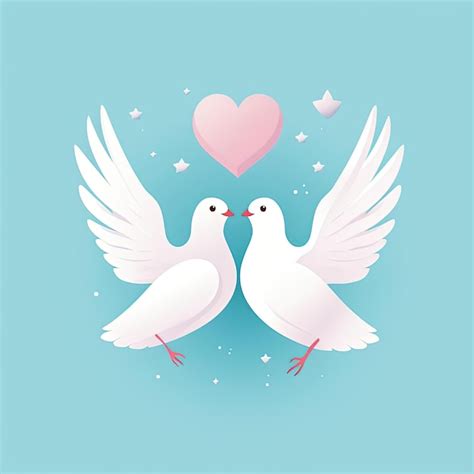 Premium Photo Two White Doves With Hearts In The Shape Of On Blue