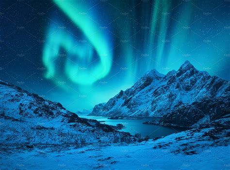 Aurora Borealis Above The Mountains Aurora Borealis Northern Lights