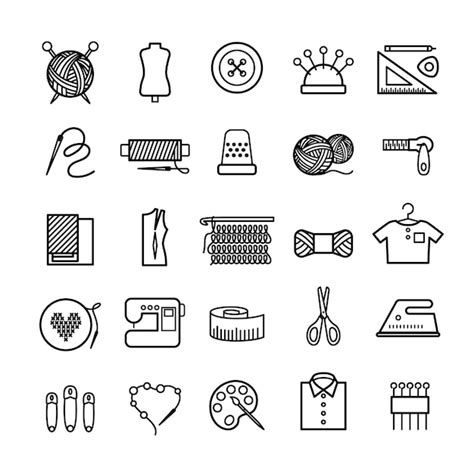 Premium Vector Knitting Sewing And Needlework Line Icons