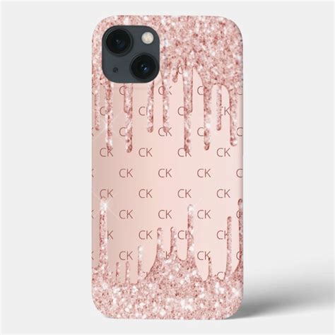 Rose Gold Glitter Drips Pink Monogram Initials Case Mate Iphone Case