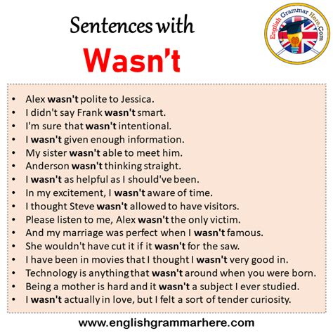 Sentences With Wasnt Wasnt In A Sentence In English Sentences For