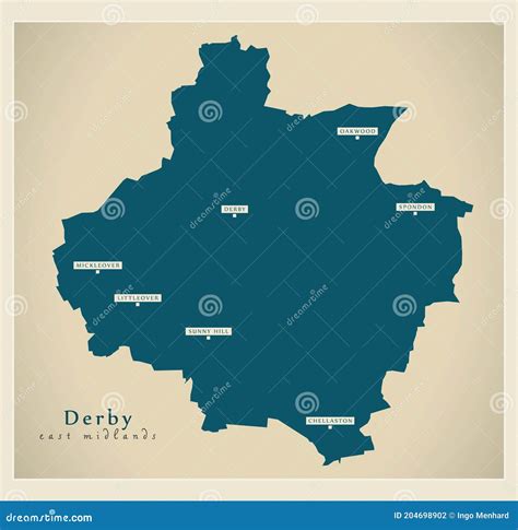 Derby District Map - England UK Stock Vector - Illustration of labels ...