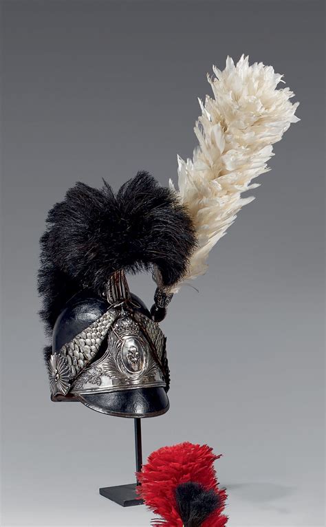 Mounted National Guard helmet, black patent leather bomb… | Drouot.com