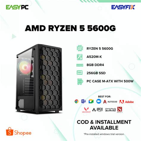 EasyPC AMD Ryzen 5 5600G A520 16GB 8GB 512 240 500GB 500W 700 Pc