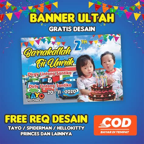 Jual Backdrop Banner Ulang Tahun Anak Gratis Desain Shopee Indonesia