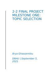 2 2 Milestone Soc 112 Docx 2 2 FINAL PROJECT MILESTONE ONE TOPIC