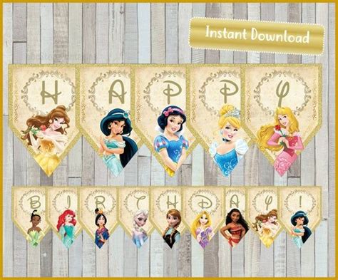 Princess Birthday Banner Princess Happy Birthday Banner Printable