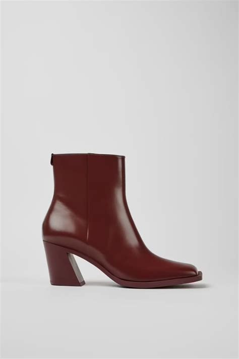 Bottines En Cuir Bordeaux