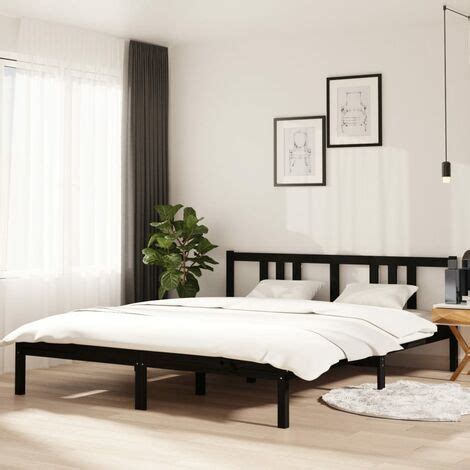 Goodvalue Bed Frame Black Solid Wood X Cm