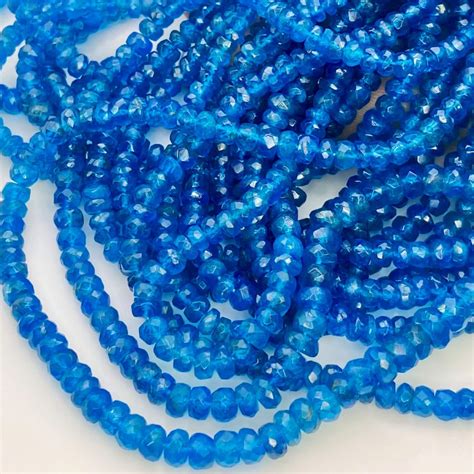 Natural Neon Blue Apatite Mm Faceted Rondelle Gemstone Beads Strand