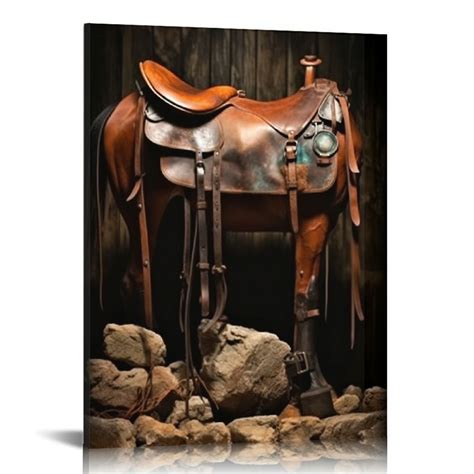 COMIO Canvas Print American Western Cowboy Art Painting Leather Ranch