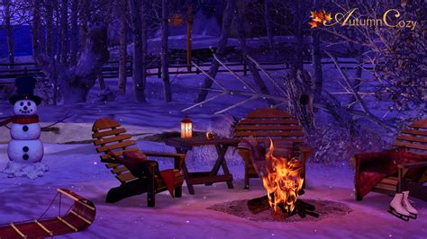 Cozy Winter Ambience With Crackling Fire Sounds For Sleeping And Deep