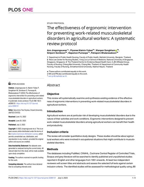 Pdf The Effectiveness Of Ergonomic Intervention For Preventing Work