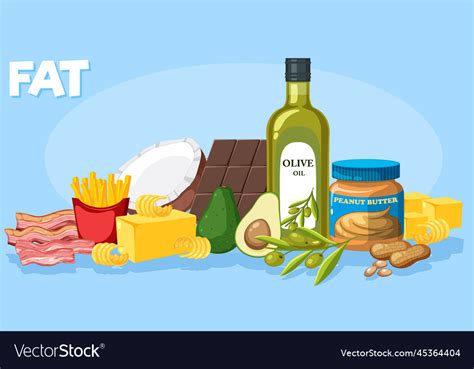 Variety of fat foods Royalty Free Vector Image