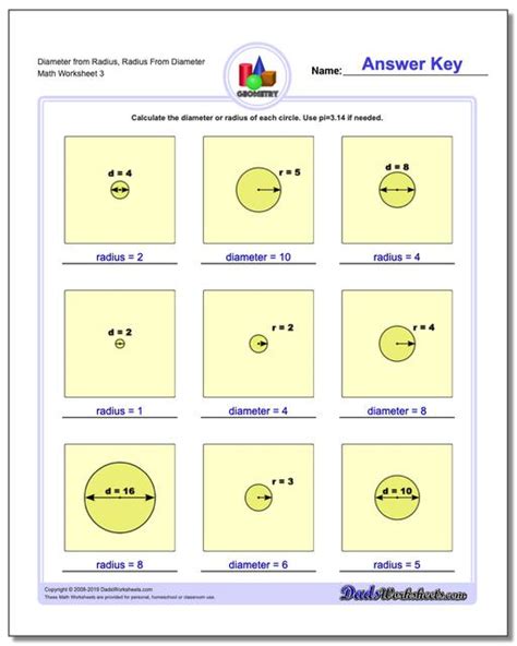 Basic Geometry Circles Diameter And Radius