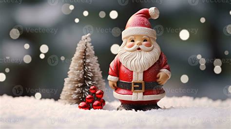 Merry Christmas and Happy New Year greeting card. Santa Claus on winter ...