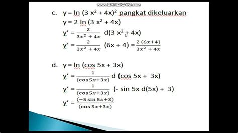Kalkulus 1 Pertemuan Ke 4 2 Turunan Fungsi Logaritma Youtube