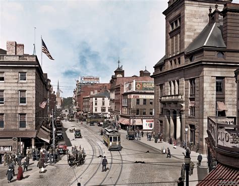 Fall River, Massachusetts, circa 1920. "Main Street." [2700x2099