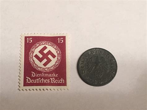 Rare Nazi Swastika 1 Reichspfennig German Coin World War 2 Ww2 With