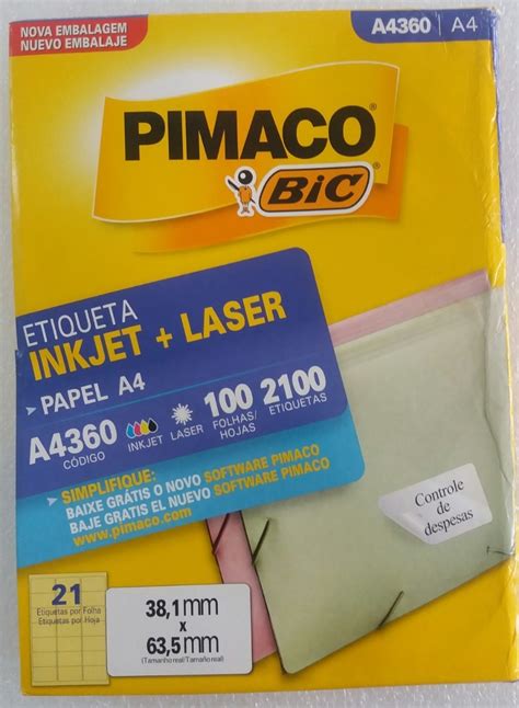 Etiqueta Pimaco A4360 Inkjet Laser 100 Folhas MercadoLivre