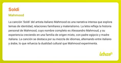 Significado de la canción SOLDI (Mahmood) - LETRAS.COM