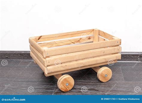 Wooden Boxes With Wheels On White Background Stock Image Image Of