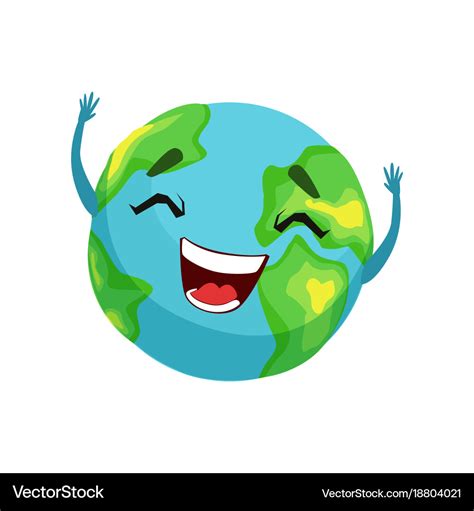 Happy Earth Planet Character Cute Globe With Vector Image