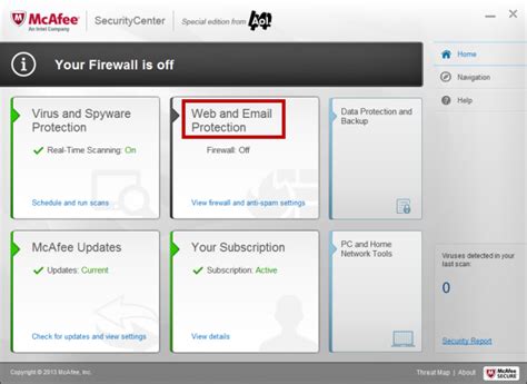 Mcafee Enable And Disable Firewall Aol Help