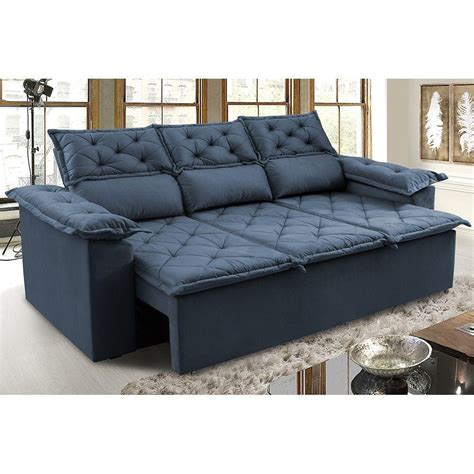 Sofa 3 Lugares Retratil E Reclinavel Cama InBox Senses 200m Velusoft