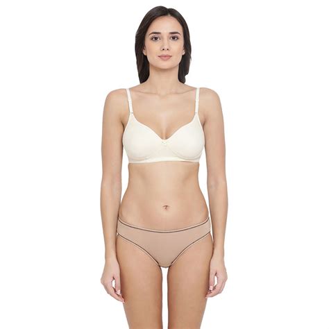 Clovia Cotton Rich Non Wired Spacer Cup T Shirt Bra Low Waist Bikini Panty Nude Buy Clovia