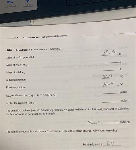 Solved Experiment Heat Effects And Calorimetry Mass Chegg