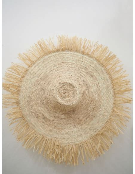 Grand chapeau franges raphia pour décoration murale