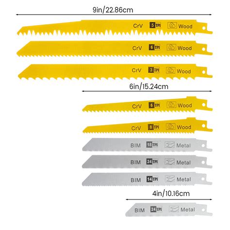 X Reciprocating Sabre Saw Blades Set For Wood Metal Sheet Pipe Cutter